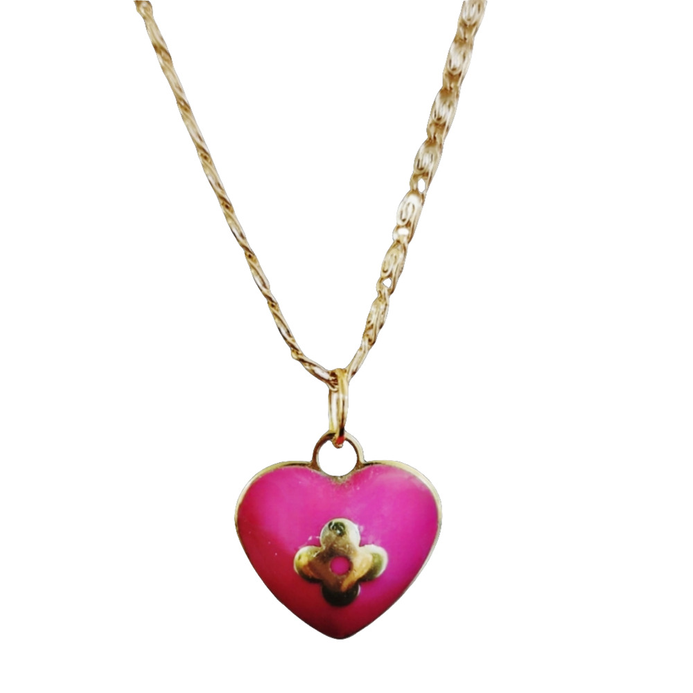 Repurposed Puffy Heart LV Bag Charm on 18K GF Snail Chain Necklace